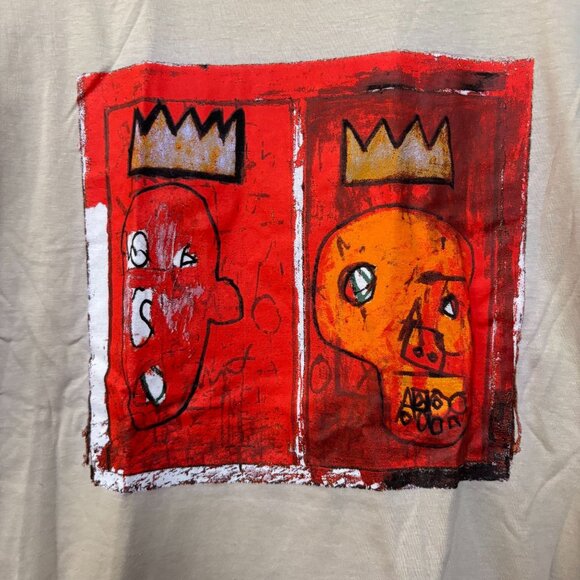 Jean Michel Basquiat Crown King Design Biege T-Shirt Small - Picture 2 of 4